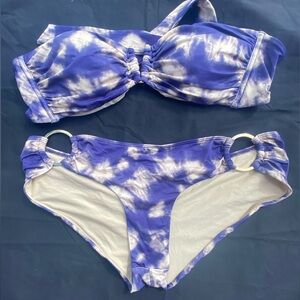 Victoria Secret purple and cream tie dye style bikini sz large.